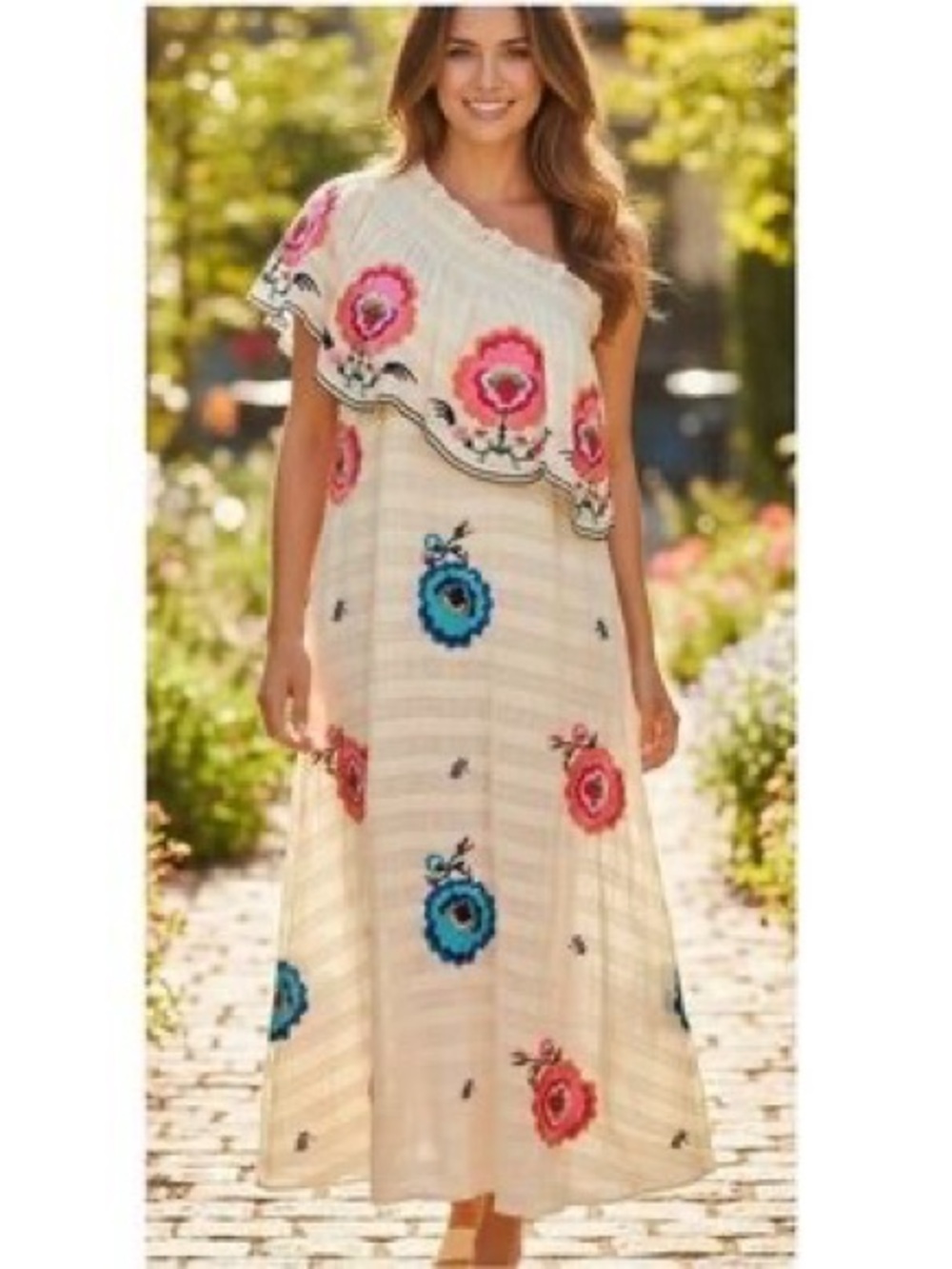 Anthropologie Plenty Tracy Reese Embroidered Asymmetrical one-shoulder dress